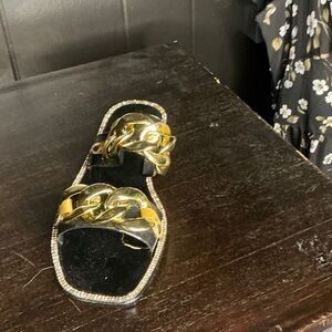 Lauren Lorraine Gold and Black Sandals